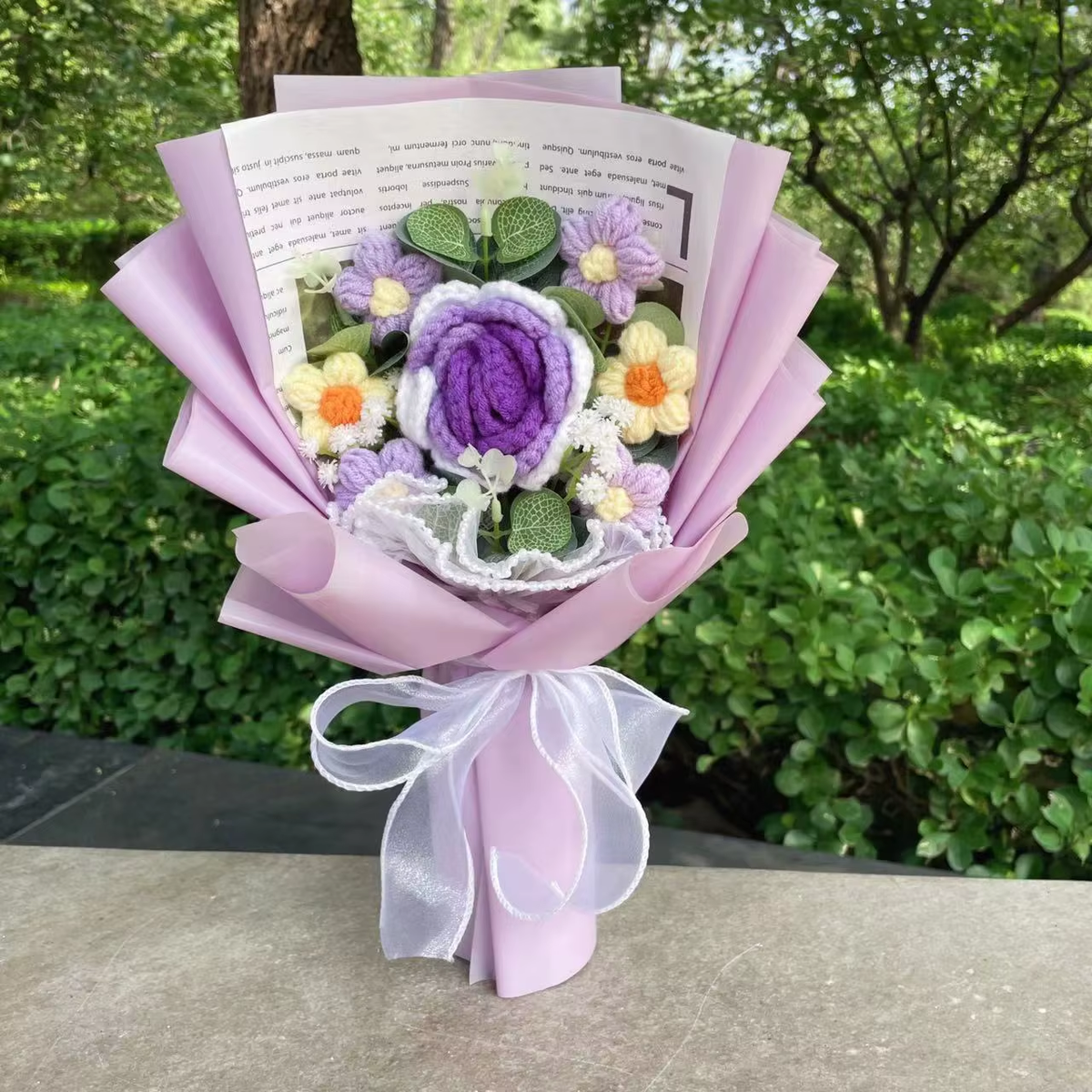 Handcrafted Knitted Sunflower Bouquet - Unique Crochet Floral Arrangement for Valentine's Day, Mother's Day, Birthdays, and Graduations