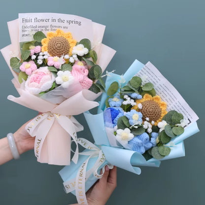 Handcrafted Knitted Sunflower Bouquet - Unique Crochet Floral Arrangement for Valentine's Day, Mother's Day, Birthdays, and Graduations