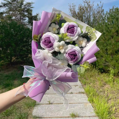 Handcrafted Knitted Sunflower Bouquet - Unique Crochet Floral Arrangement for Valentine's Day, Mother's Day, Birthdays, and Graduations