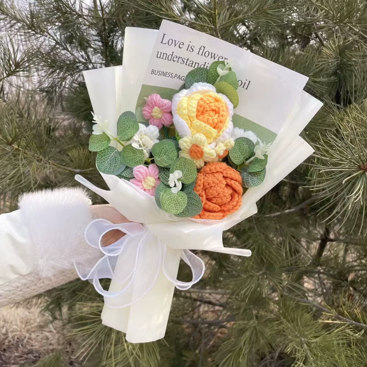 Handcrafted Knitted Sunflower Bouquet - Unique Crochet Floral Arrangement for Valentine's Day, Mother's Day, Birthdays, and Graduations