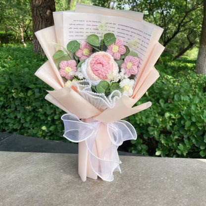 Handcrafted Knitted Sunflower Bouquet - Unique Crochet Floral Arrangement for Valentine's Day, Mother's Day, Birthdays, and Graduations