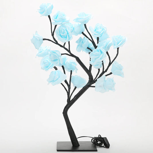 24 LED Rose Tree Lights USB Table Lamp - Fairy Flower Night Light for Home, Party, Christmas, Wedding, and Bedroom Decoration Gift