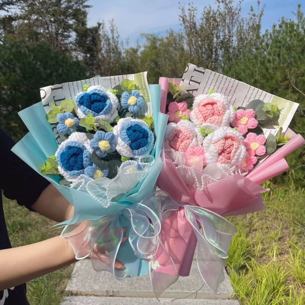 Handcrafted Knitted Sunflower Bouquet - Unique Crochet Floral Arrangement for Valentine's Day, Mother's Day, Birthdays, and Graduations