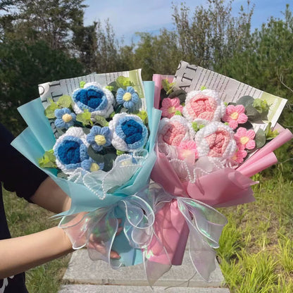 Handcrafted Knitted Sunflower Bouquet - Unique Crochet Floral Arrangement for Valentine's Day, Mother's Day, Birthdays, and Graduations