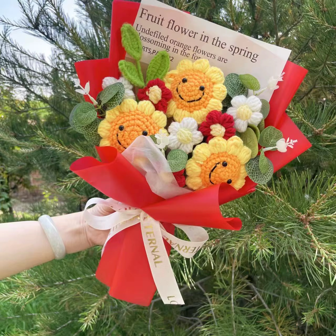 Handcrafted Knitted Sunflower Bouquet - Unique Crochet Floral Arrangement for Valentine's Day, Mother's Day, Birthdays, and Graduations