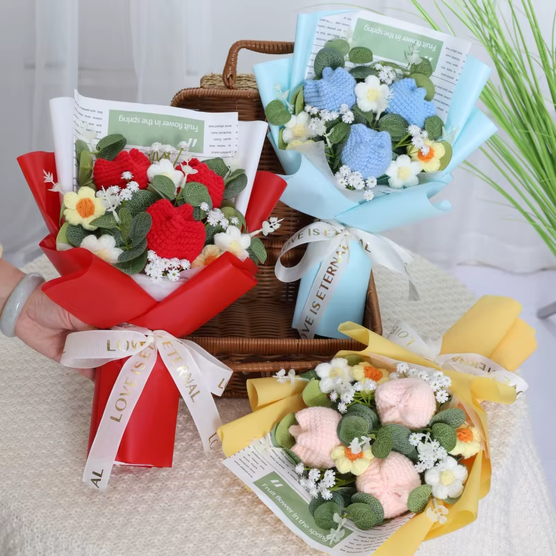 Handcrafted Knitted Sunflower Bouquet - Unique Crochet Floral Arrangement for Valentine's Day, Mother's Day, Birthdays, and Graduations