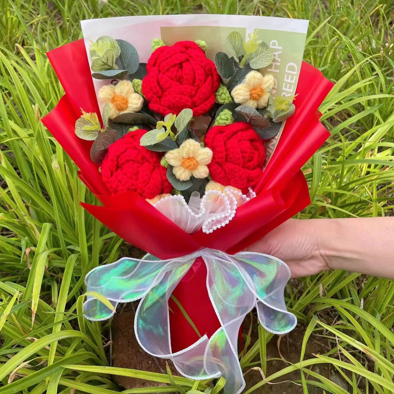 Handcrafted Knitted Sunflower Bouquet - Unique Crochet Floral Arrangement for Valentine's Day, Mother's Day, Birthdays, and Graduations