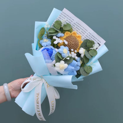 Handcrafted Knitted Sunflower Bouquet - Unique Crochet Floral Arrangement for Valentine's Day, Mother's Day, Birthdays, and Graduations
