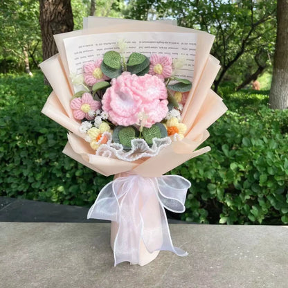 Handcrafted Knitted Sunflower Bouquet - Unique Crochet Floral Arrangement for Valentine's Day, Mother's Day, Birthdays, and Graduations